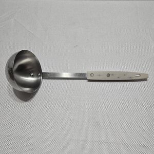 Vintage Atomic Starburst Stainless Steel Soup Ladle MCM White Blue Handle USA